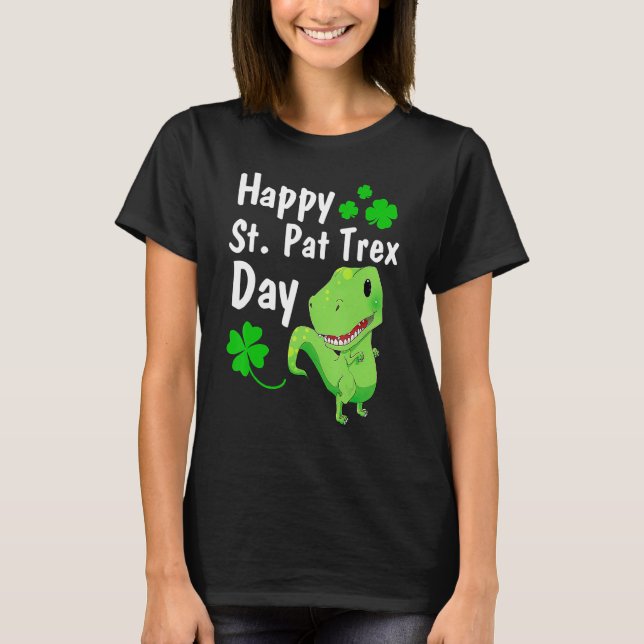 Lycklig St Pat Trex Dinosaur St patrick's day T Shirt (Framsida)