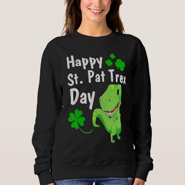 Lycklig St Pat Trex Dinosaur St patrick's day T Shirt (Framsida)