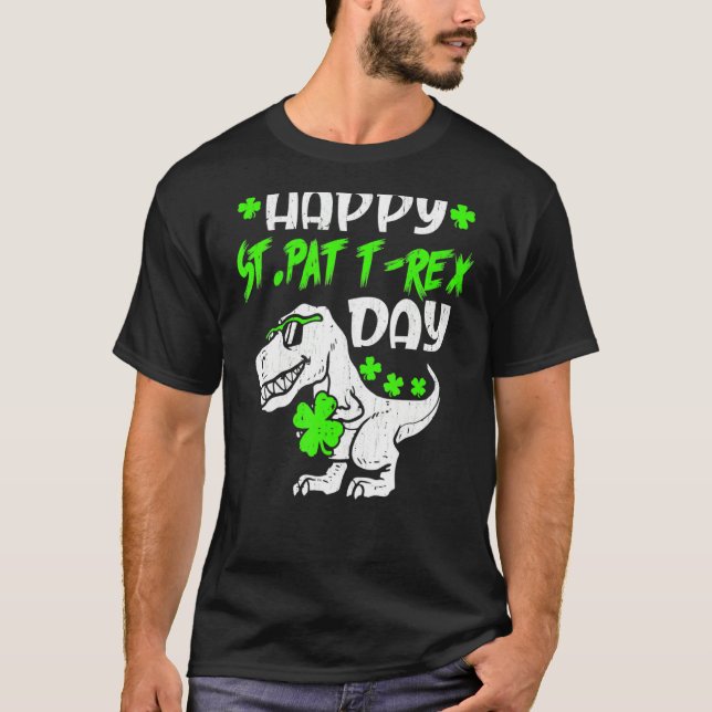 Lycklig St Pat Trex Dinosaur St patrick's day T Shirt (Framsida)