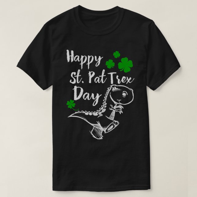 Lycklig St Pat TRex Dinosaur T Shirt (Design framsida)