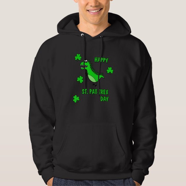 Lycklig St Pat Trex Saint patrick's day Dinosaur K Hoodie (Framsida)