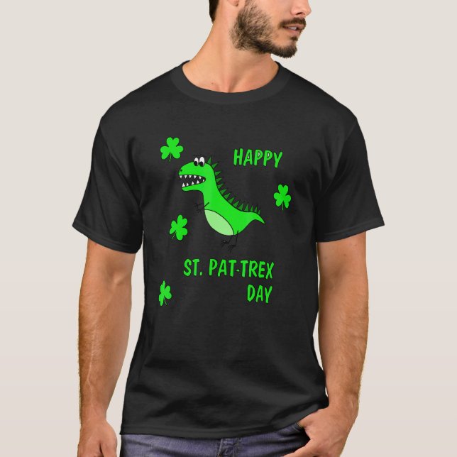 Lycklig St Pat Trex Saint patrick's day Dinosaur K T Shirt (Framsida)