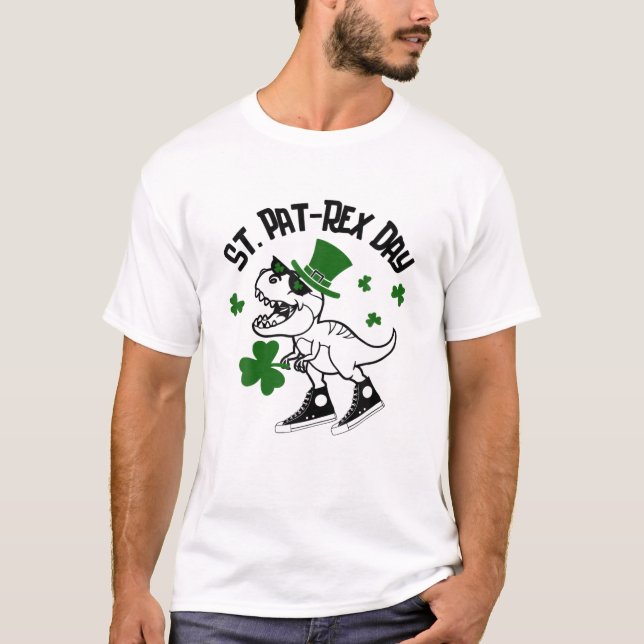 Lycklig St Pat Trex Saint patrick's day Dinosaur K T Shirt (Framsida)