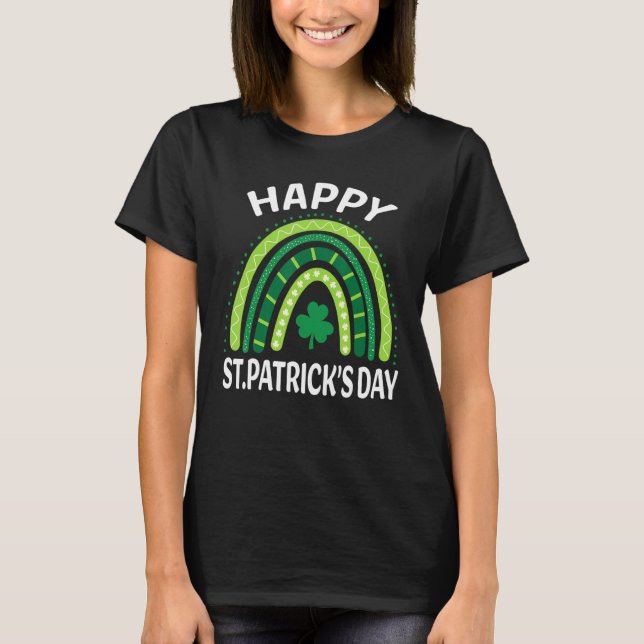 Lycklig St Patrcik S Day Funny Rainbow Klöver Älsk T Shirt (Framsida)