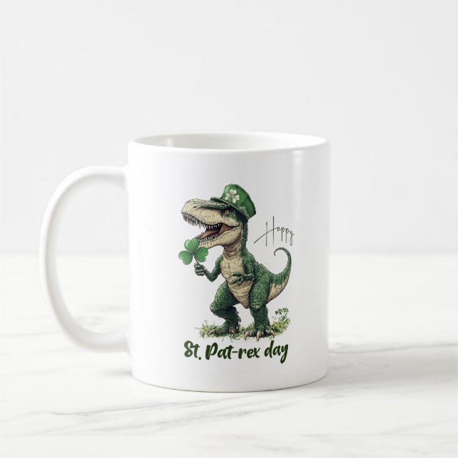 Lycklig St. PatREX Day dinosauaur st. Patrick's da Kaffemugg (Vänster)