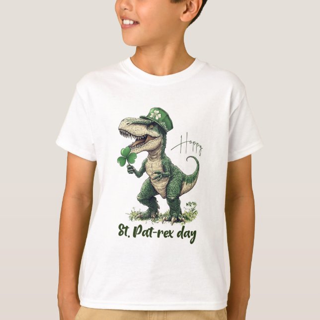 Lycklig St. PatREX Day dinosauaur st. Patrick's da T Shirt (Framsida)