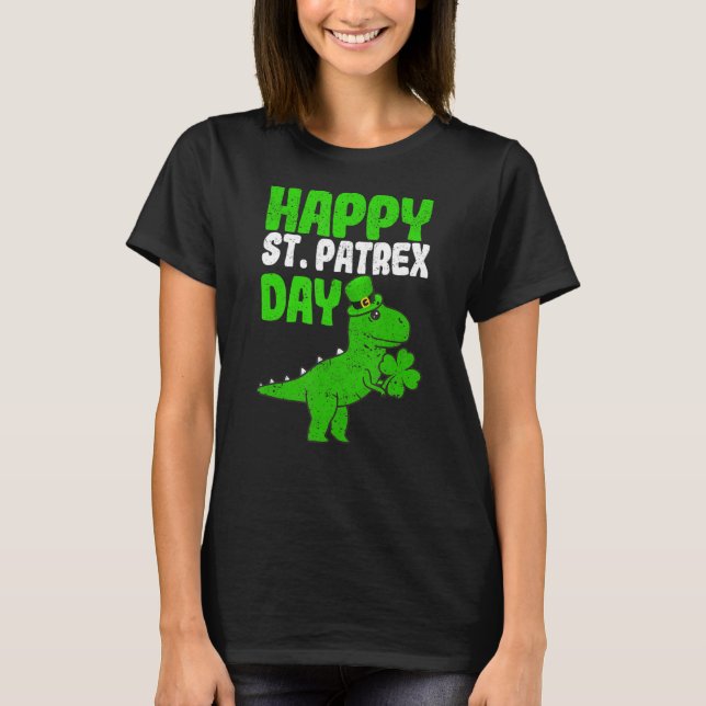 Lycklig St Patrex Day Irish Rex Saint patrick Dino T Shirt (Framsida)