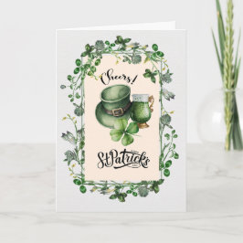 Lycklig St. Patrick dag Leprechaun Hat Grönt Beer Kort
