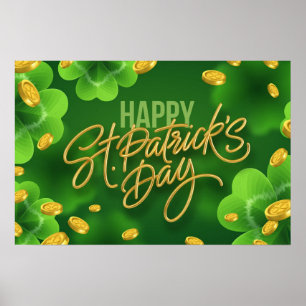 Lycklig St. Patrick-Dagen schockar guld mynt Poster
