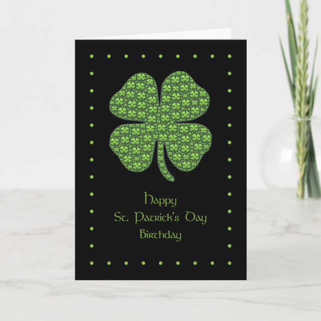Lycklig St. Patrick-Day Birthday Card Kort (Framsida)