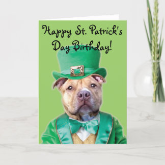 Lycklig St. Patrick-Day Birthday Pitbull Card Kort