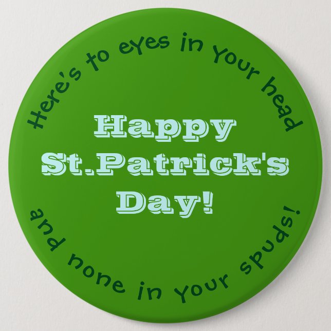 Lycklig St.Patrick-Day Button/HUMOROUS/CUSTOMIZABL Knapp (Framsida)