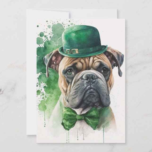 Lycklig St. Patrick-Day Card med Hund Julkort (Framsida)