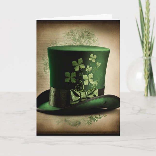 Lycklig St. Patrick-Day Card med Top hat Kort (Framsida)