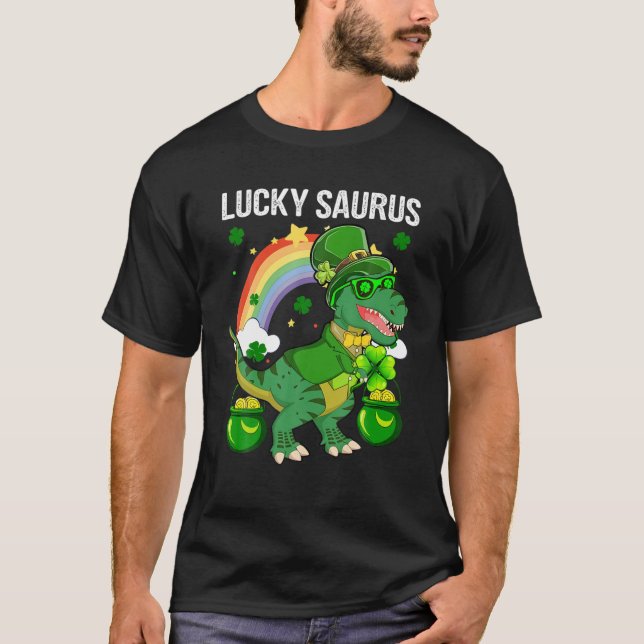 Lycklig St Patrick Day Funny Lucky Cute Saurus Rai T Shirt (Framsida)