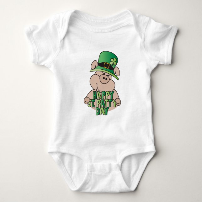 Lycklig 🍀 St. Patrick Day Grönt Gris 🐷! Tee (Framsida)