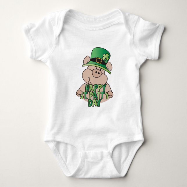 Lycklig 🍀 St. Patrick Day Grönt Gris 🐷! Tee Shirt (Framsida)