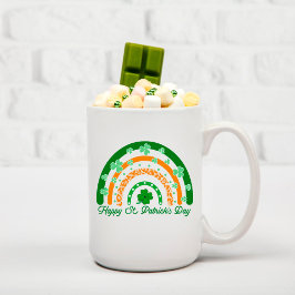 Lycklig St. Patrick Day Grönt Klöver Boho Rainbow Kaffemugg