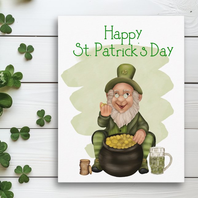 Lycklig St. Patrick Day Grönt Leprechaun Postcard Vykort (Skapare uppladdad)