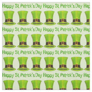 Lycklig St. Patrick Day Grönt Leprechaun Tophat Tyg