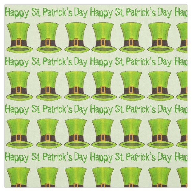 Lycklig St. Patrick Day Grönt Leprechaun Tophat Tyg (Provkarta)