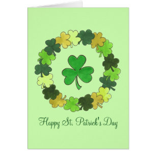 Lycklig St. Patrick Day Grönt Shamrock Klöver Hälsningskort