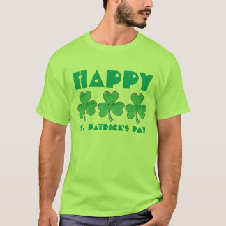 Lycklig St. Patrick Day Grönt Shamrock Klöver Tee Shirt