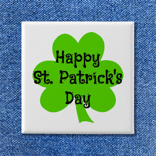 Lycklig St. Patrick Day Grönt Shamrock Knapp