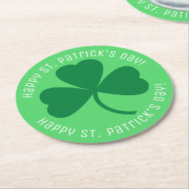 Lycklig St. Patrick Day Grönt Shamrock Underlägg Papper Rund