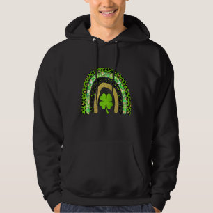 Lycklig St Patrick Day Lucky Rainbow Klöver Hoodie