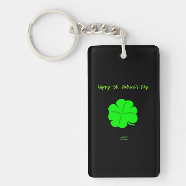 Lycklig St. Patrick-Day Rectangle-Nyckelring Nyckelring (Framsidan)