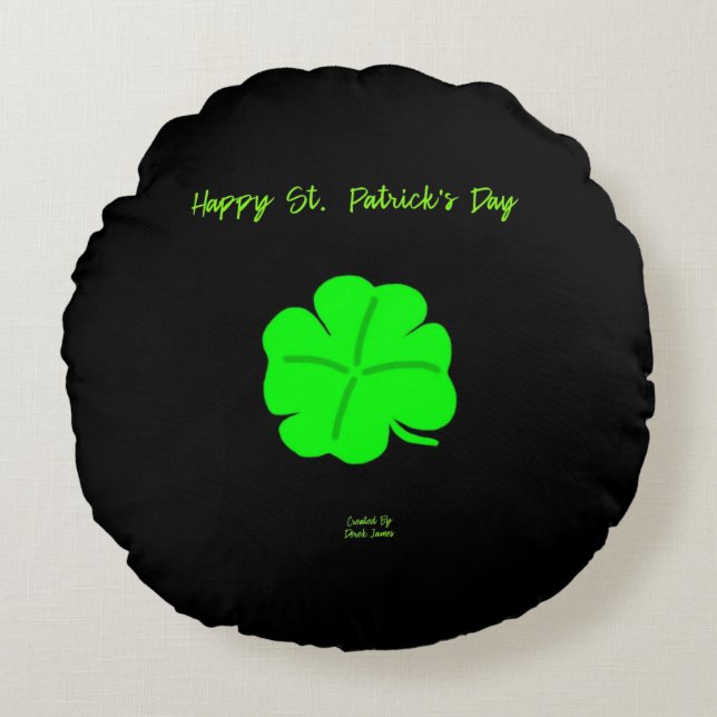 Lycklig St. Patrick-Day Round Dekorativ kudde (Framsidan)