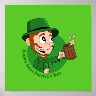 Lycklig St. Patrick Day tecknad Poster