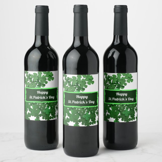 Lycklig St.Patrick-Day Vin-etikett Vinflaska Etikett (Flaskor)