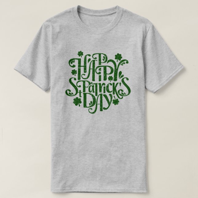 Lycklig St Patrick Elegant Day Retro Typography T Shirt (Design framsida)