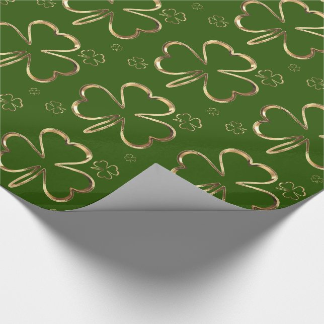 Lycklig St. Patrick Grön och gul Shamrock Klöver Presentpapper (Hörn)