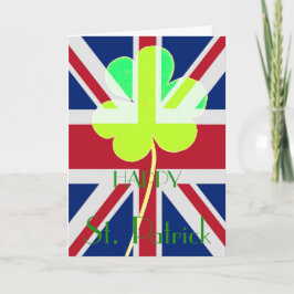 Lycklig St. Patrick Irish Shamrock UK Flagga Funny Kort