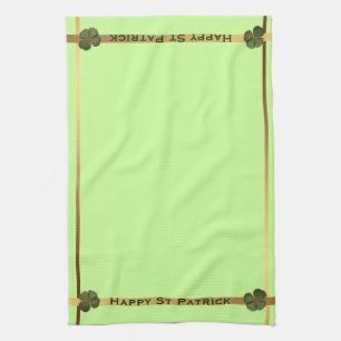 Lycklig St Patrick R4 löv Klöver Kitchen Towel 3 Kökshandduk