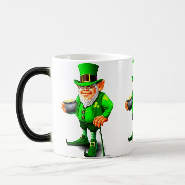LYCKLIG ST.PATRICK S DAY CUTE LEPRECHAUN MAGISK MUGG (Vänster)