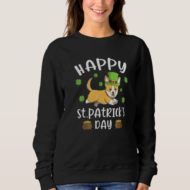 Lycklig St Patrick S Day Funy Saint patrick Corgi  T Shirt (Framsida)