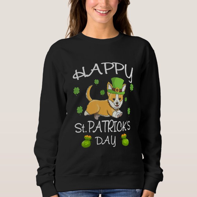 Lycklig St Patrick S Day Funy Saint patrick Corgi  T Shirt (Framsida)