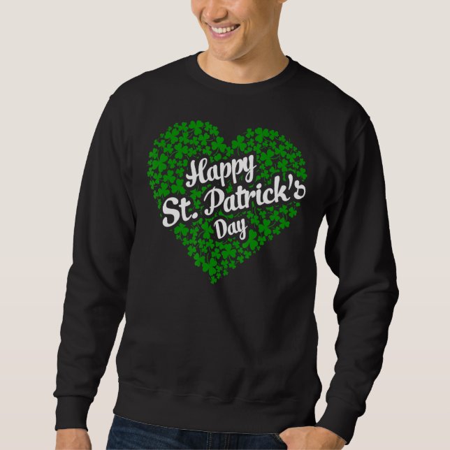 Lycklig St Patrick S Day Irish Klöver Shamrock Lep Lång Ärmad Tröja (Framsida)