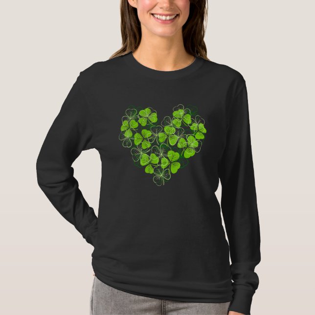 Lycklig St Patrick S Day Irish Shamrock Heart Sham T Shirt (Framsida)