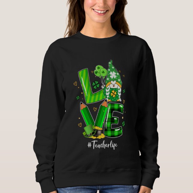 Lycklig St Patrick S Day Kärlek Lacher Life Gnome  T Shirt (Framsida)
