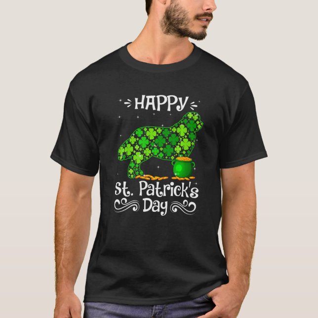Lycklig St Patrick S Day Newfoundland Hundar Shamr T Shirt (Framsida)
