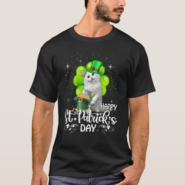Lycklig St Patrick S Day Ragdoll Cat Shamrock Luck T Shirt (Framsida)