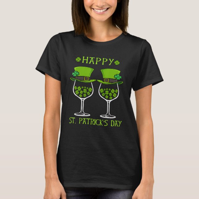 Lycklig St Patrick S Day Shamrock Drinking Vin Dri T Shirt (Framsida)
