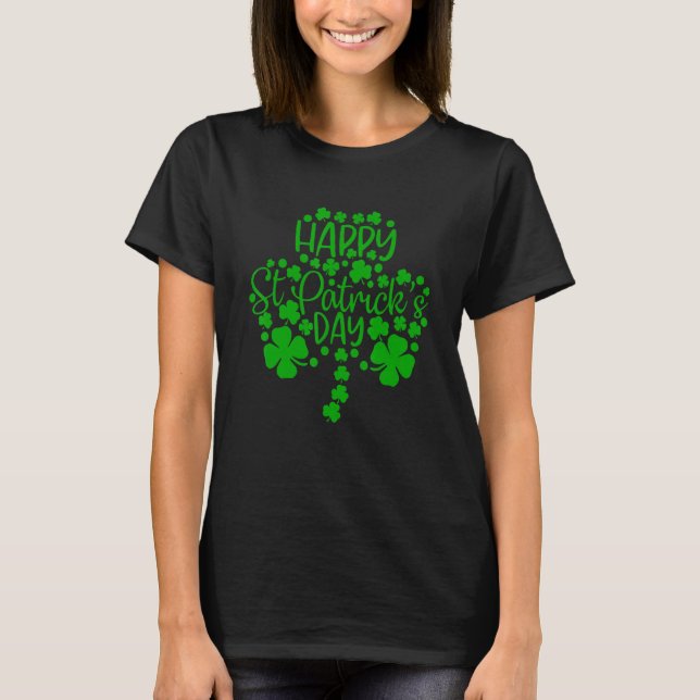 Lycklig St Patrick S Day Shamrock Klöver Manar Kvi T Shirt (Framsida)