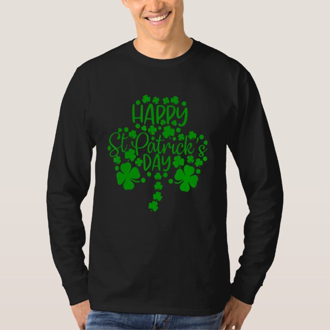 Lycklig St Patrick S Day Shamrock Klöver Manar Kvi T Shirt (Framsida)