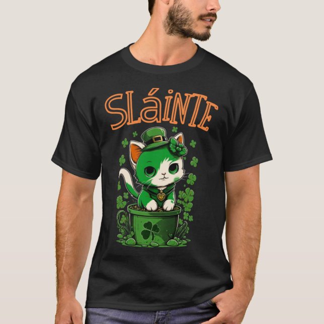 Lycklig St Patrick s Day Slainte Irish Gaelic Toas T Shirt (Framsida)